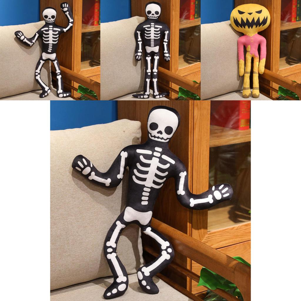 Halloween Skeleton Pumpkin Plush Toy With Pp Cotton For Holiday Decor And Gift