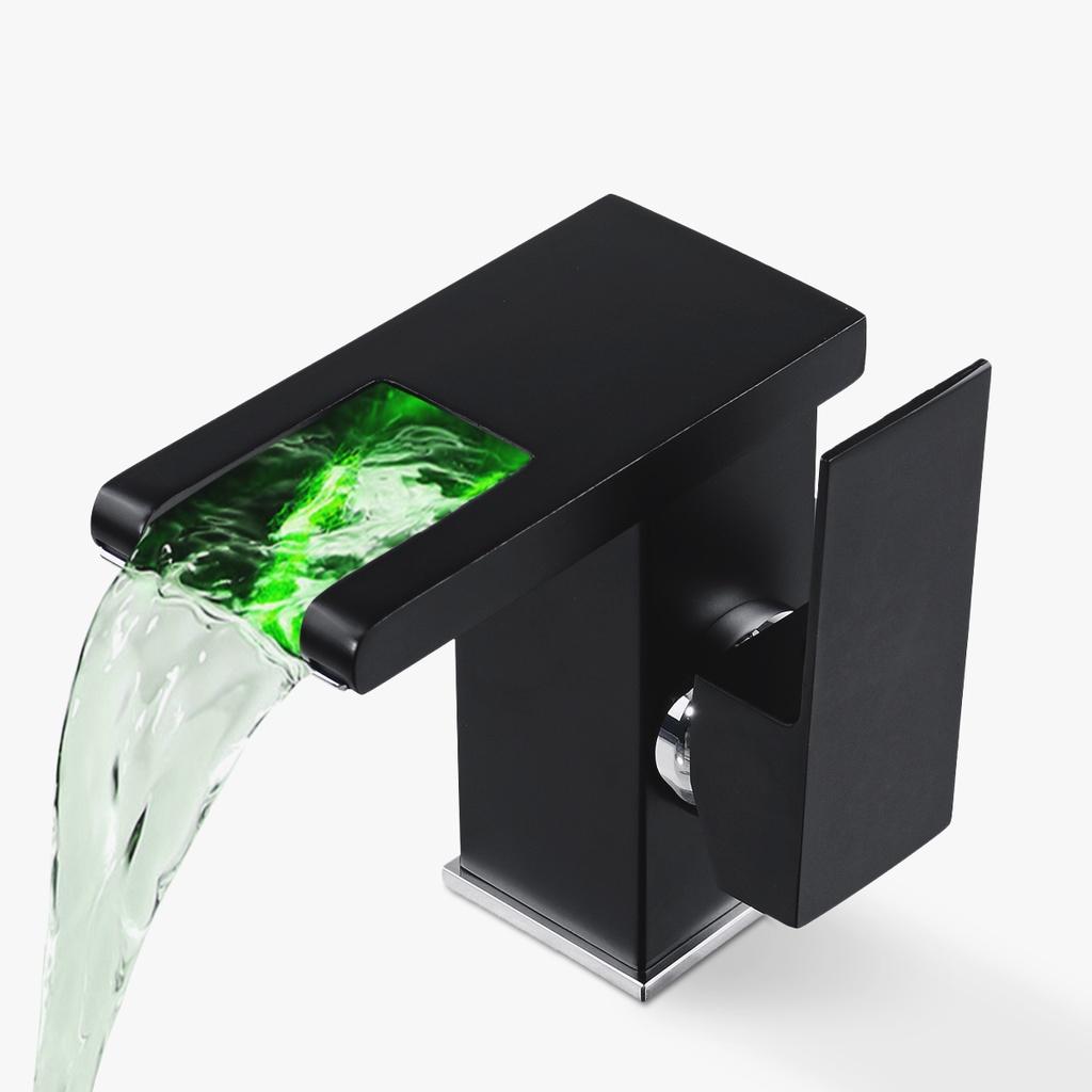 LED Sink Faucet Single Handle Toilet Hot Cold Water Mixer Tap Waterfall Bathroom Basin Faucet RGB Color Bathroom Mixer Tap