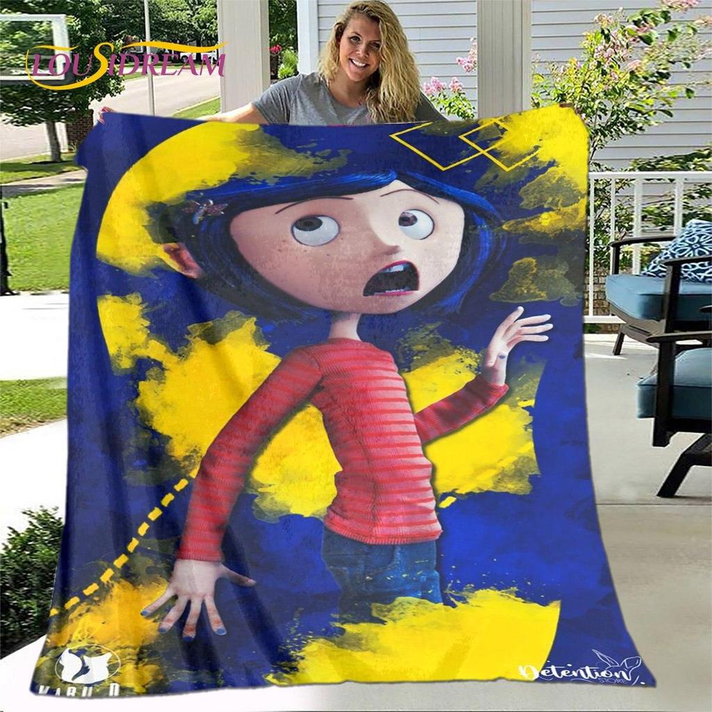 Coperta 3D Cartone Animato Coraline, Coperta in Flanella Coperta da Divano, Coperta Calda per Bambini per Casa Soggiorno Camera da Letto Letti Divano Ufficio