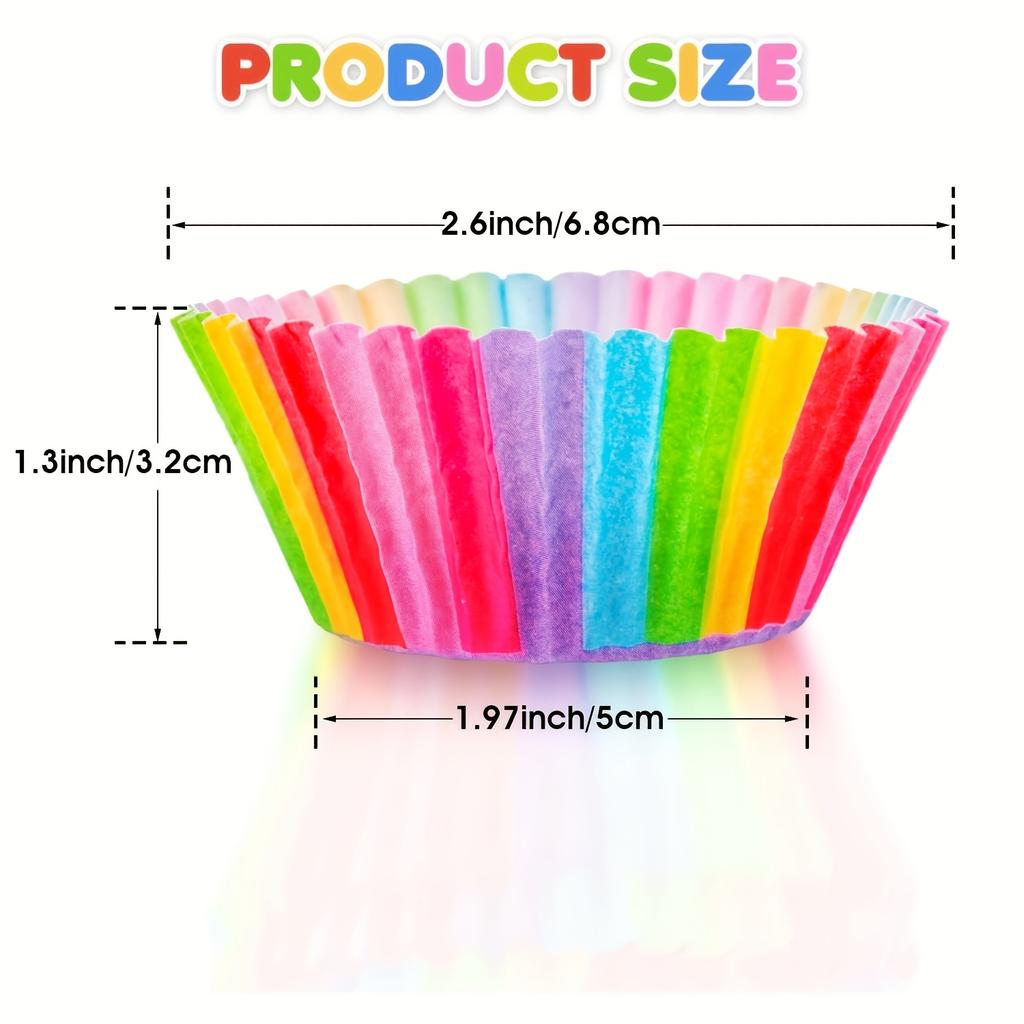 100 Colorful Cupcake Liners | Standard Size Greaseproof Baking Cups for Decorating Cupcakes, Muffins, and Wrapping Paper