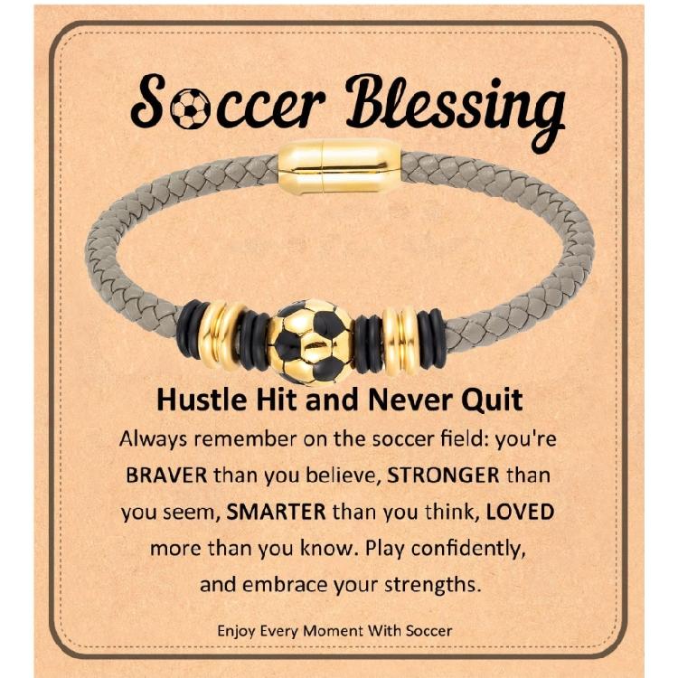 

Magnetic Clasp Designs Football Leather Bracelet Comfortable Wear Suitable Outdoor Event Parties Occasions