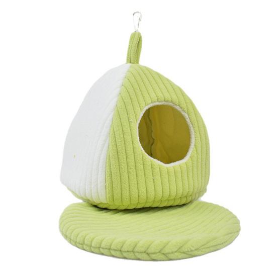 

Подвесное гнездо для птиц Зимнее теплое гнездо для попугая с ковриком Клетка для птиц Плюшевый гамак-кровать для волнистых попугайчиков S зелёный