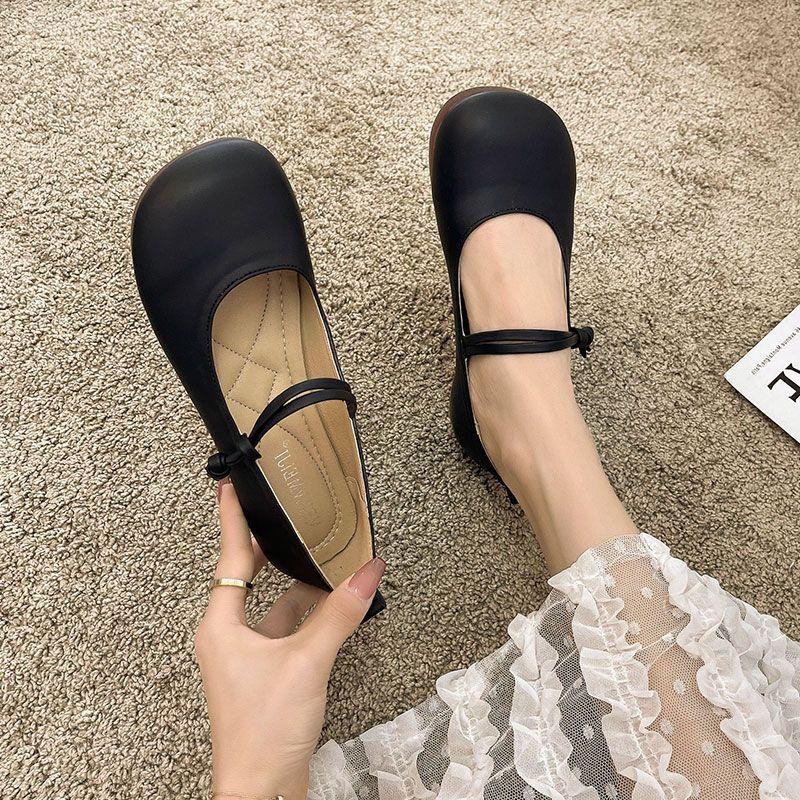 Single shoe women's 2025 spring/summer evening shoes new versatile soft leather bean flat shoes for women
