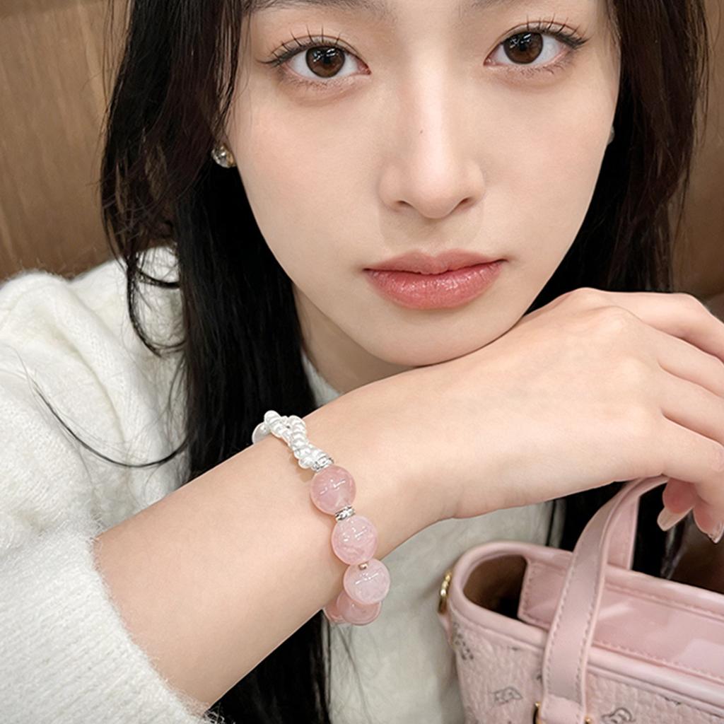 Popular on Xiaohongshu: Pink Crystal Bracelet - Luxurious and Elegant, Attracts Love, Women's Crystal Bracelet, Gift for Couples and Best Friends