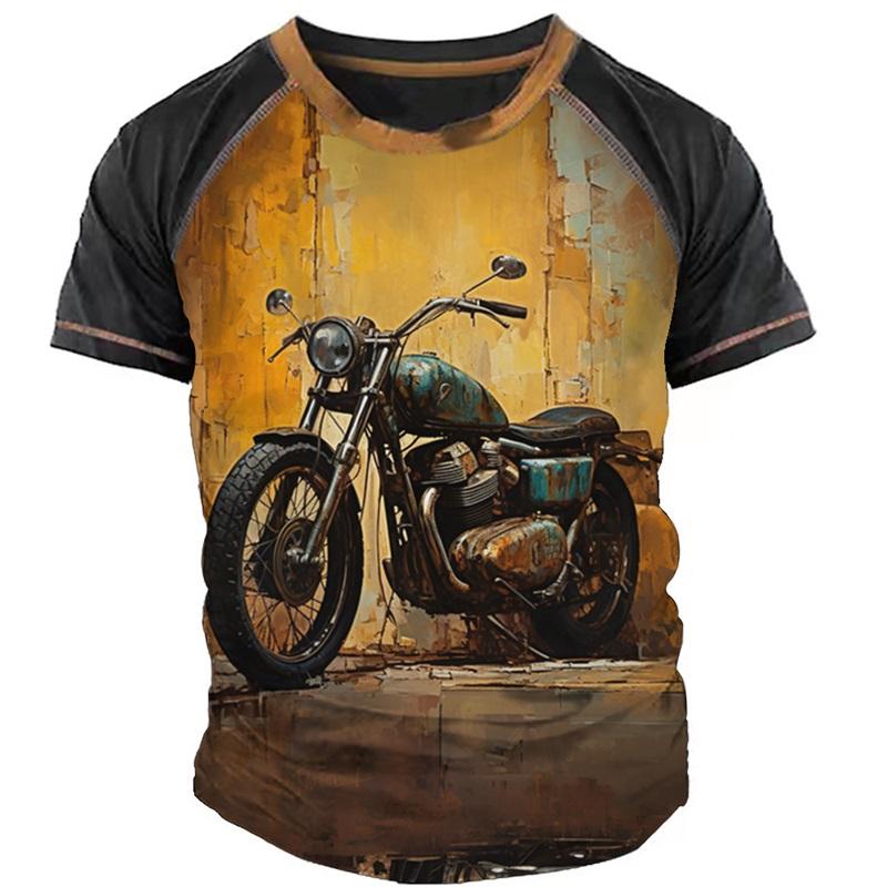 Vintage Motorcycle T Shirts For Men 3d Print Graphics T-shirts For Men Short Sleeve Male Motorcycle Shirts Tee Tops Streetwear