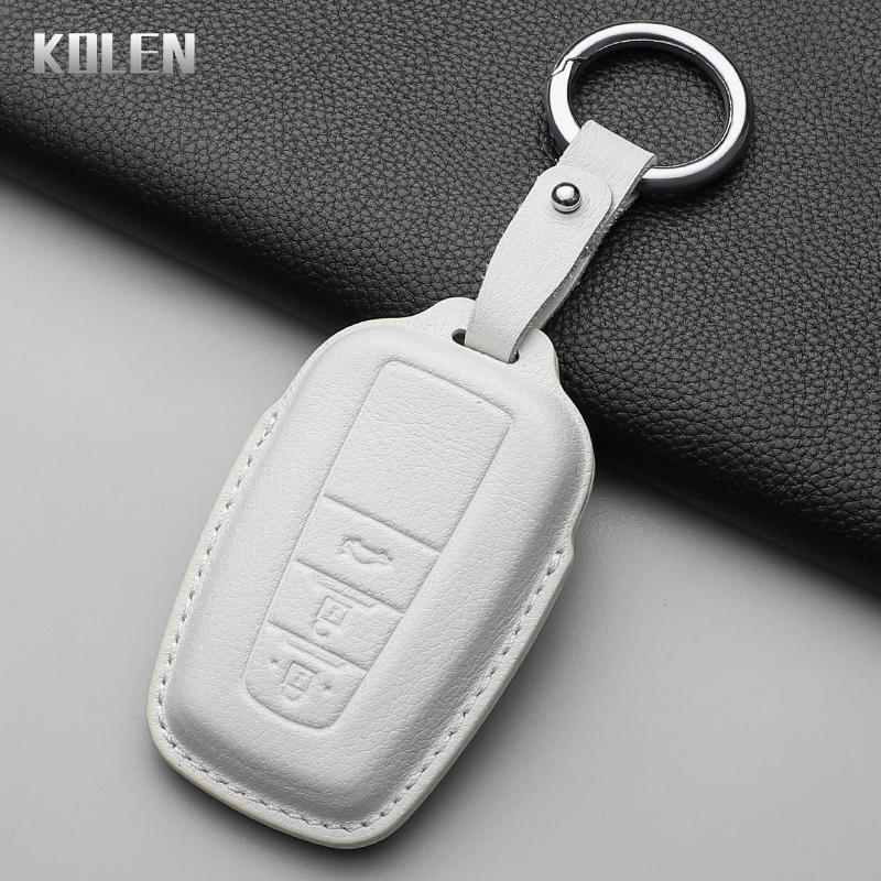 Genuine Leather Auto Smart Key Fob Cover Case Housing Fit For Toyota Prius Camry Corolla Chr C-Hr Rav4 Land Cruiser Prado 2 3 4 Button Auto