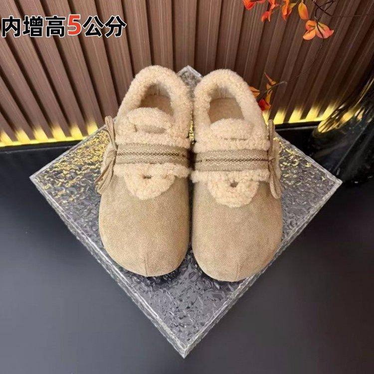 

Height-increasing Birkenstocks winter velvet new warm thickened cotton shoes soft-soled non-slip fluffy shoes 35