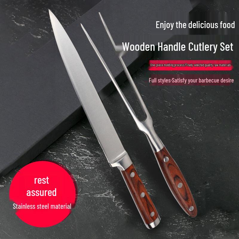 Stainless Steel Outdoor Teppanyaki BBQ Knife and Fork Set for Kitchen and Cooking