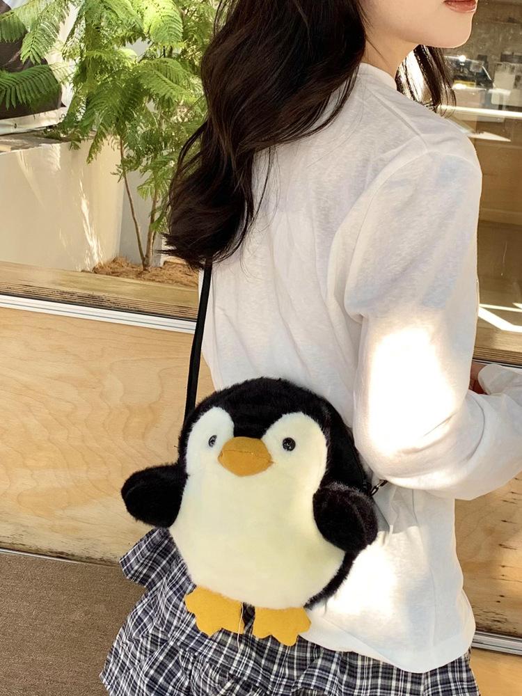 Women Cute Penguin doll shoulder bag girl plush Backpack new cartoon bag