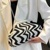 Autumn Fashion Casual Wave Knitted Shoulder Bag Striped Large Capacity Daily Clip Bag Simple Messenger Bag
