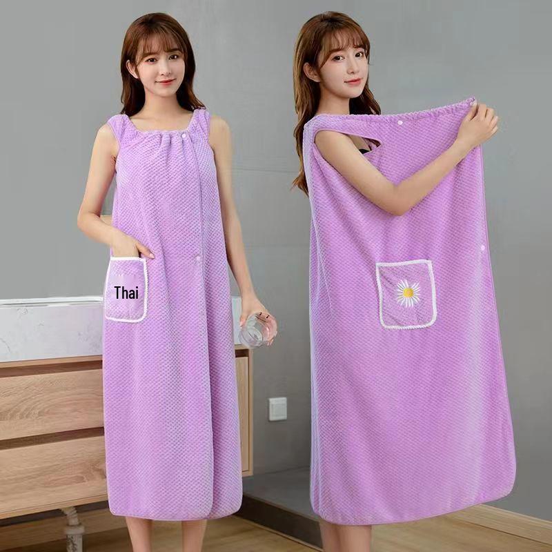 Plus Size Absorbent Bath Towel Robe for Women - Thick, Wearable, Sling Bath Skirt