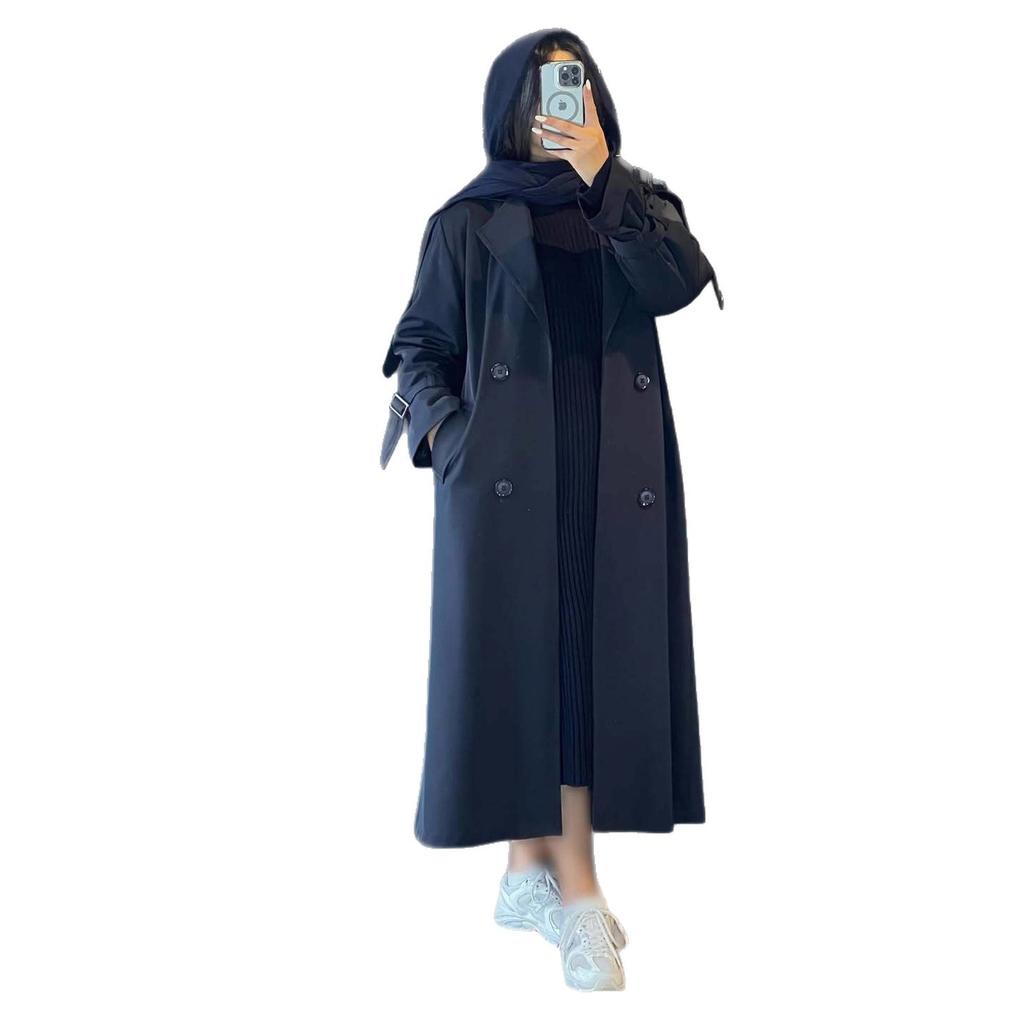2025 Cross-border European and American Autumn New Korean Version Wears Trench Coat British Style Jacket Sweater Long Hip Skirt