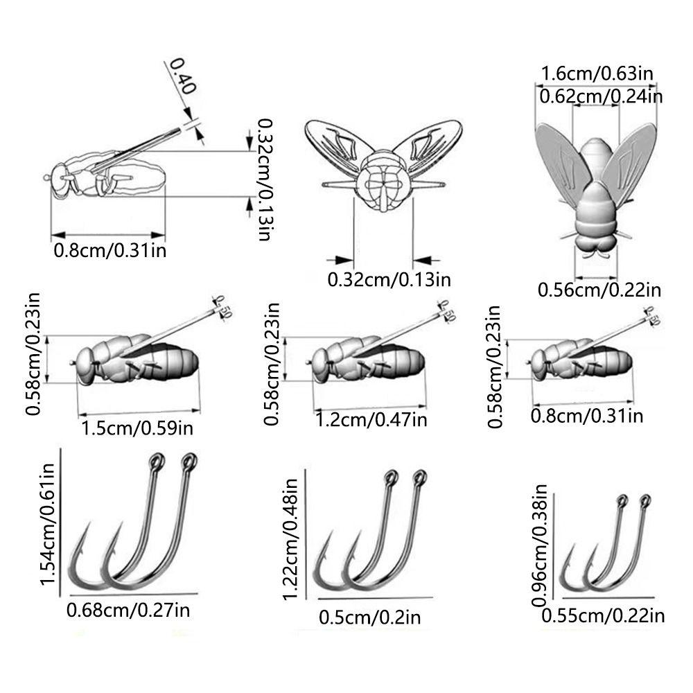 20PCS Sharpened Hook Dry Flies Fishing Lures Kit Simulated Flies Trout Jigs Swimbaits Trout