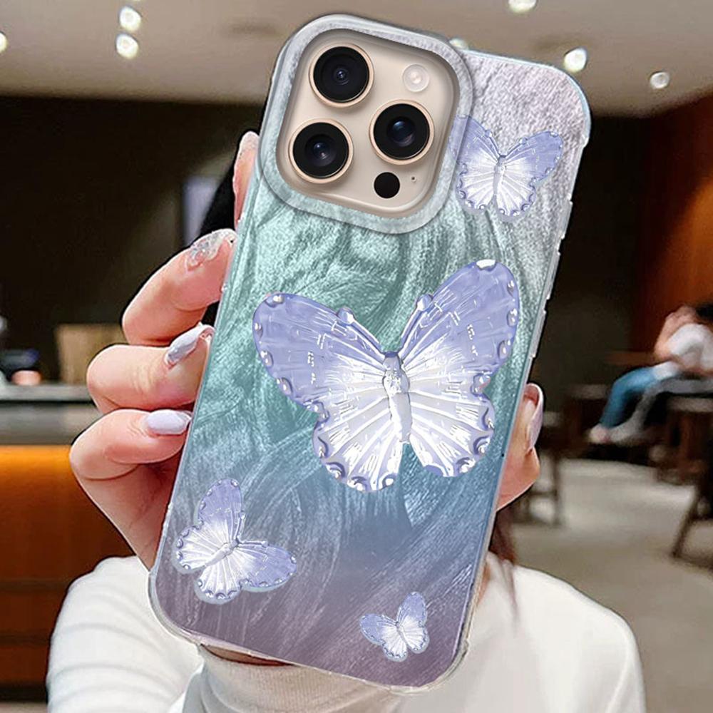 Purple Butterfly Phone Cases For Apple iphone 16 15 14 13 Pro Max 7 16e 16plus Girls Schmetterlinge Silicone Couple Fundas Cover