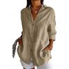 European Style Women Solid Pleated Shirt with Lapel and Roll Up Sleeves