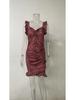 Summer 2026 Floral Print Ruffle Sleeveless V-neck Dress