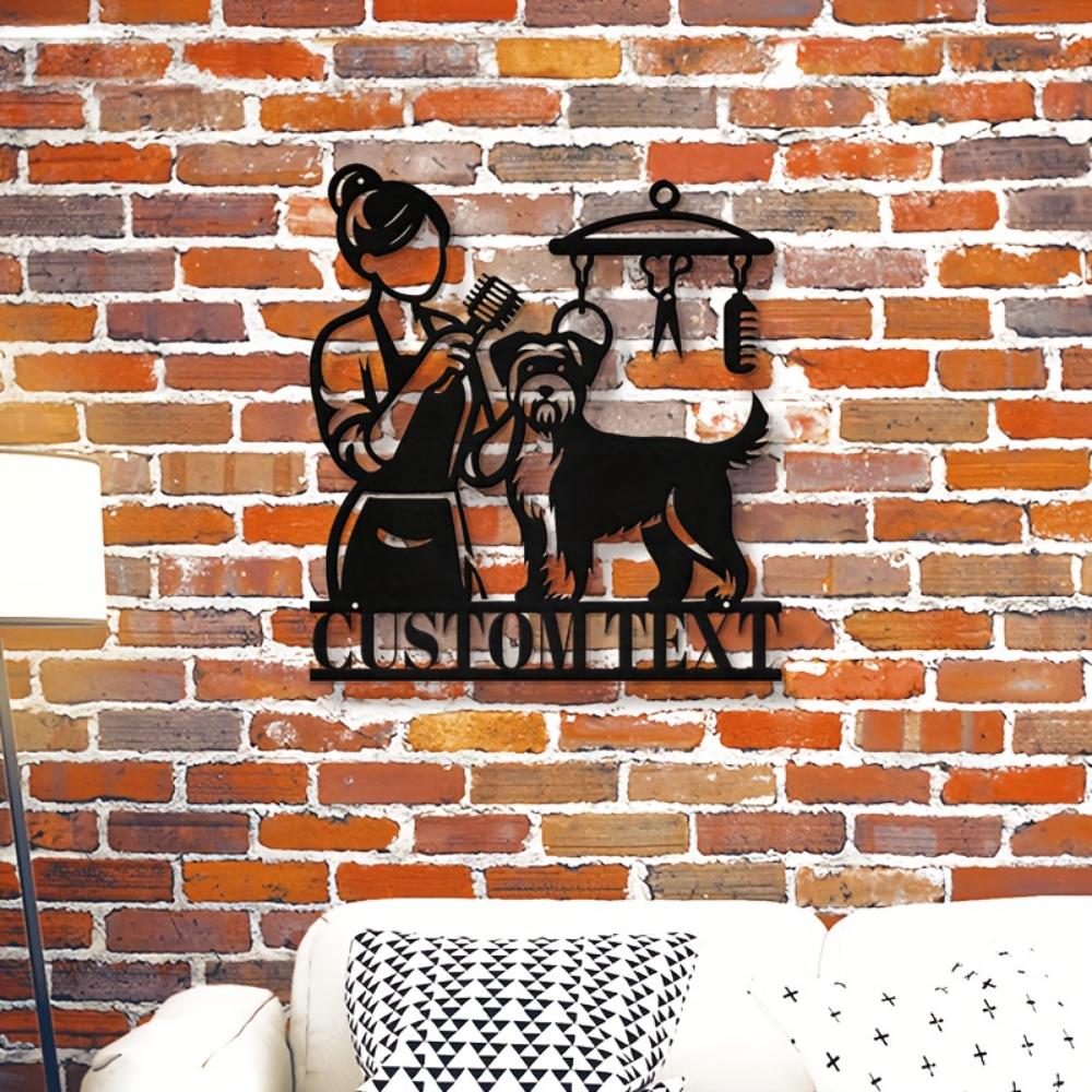 Custom Metal Wall Art Handmade Dog Grooming Sign Vintage Iron Gift Pet Groomer Decor