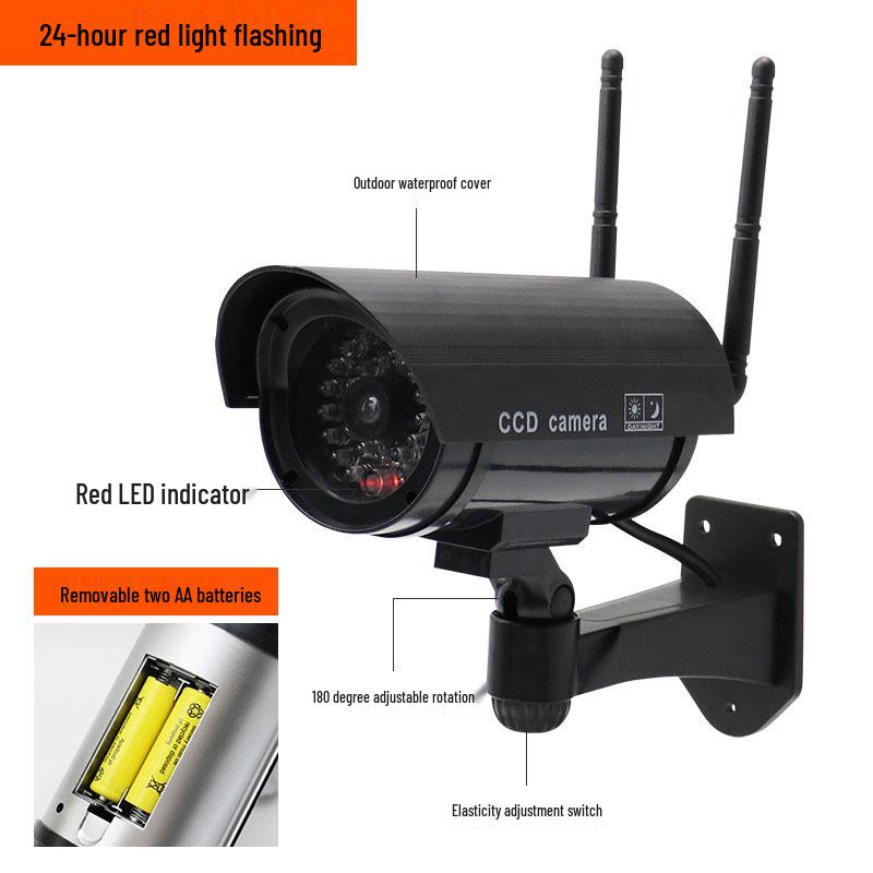 Outdoor Fake Surveillance Camera with Light - Simulated Security Probe