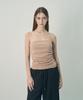 Mihebeu Shirred Wavy Edge Reversible Tube Top Beige