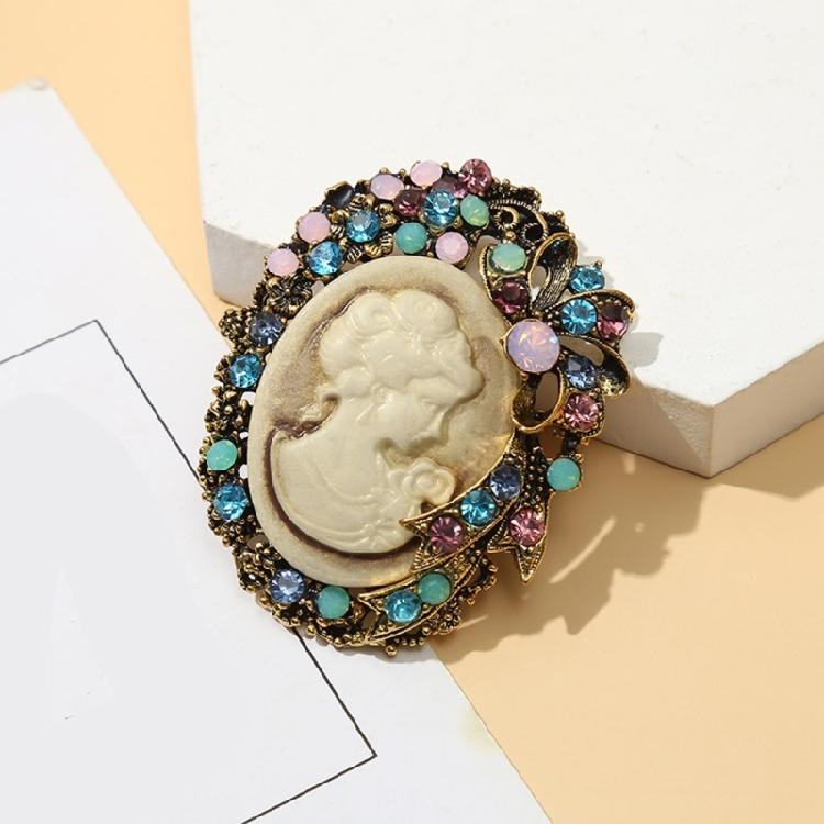 Classical Cameo Portrait Brooch Retro Filigree Design With Sturdy Alloy Women's Clothing Accessory For Gift Giving