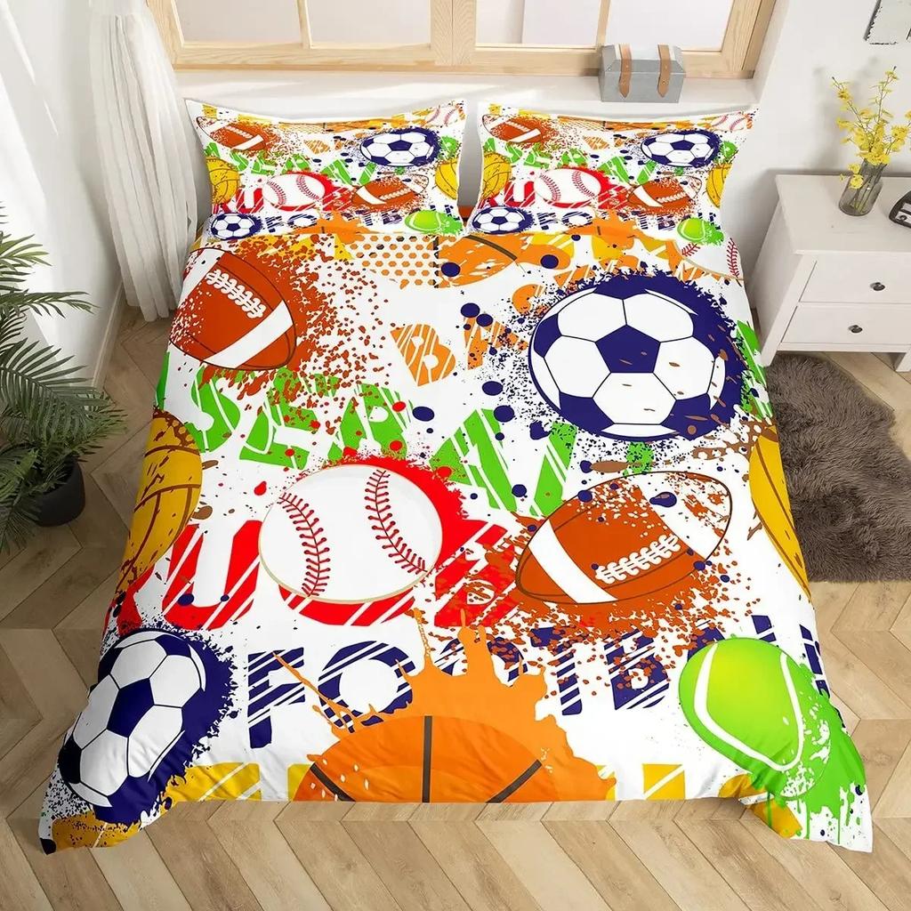 Tennis Ball Duvet Cover Set Sports Game Themed Bedding Set Twin Size for Kids Teens Adult Tennis Racket Ball Comforter Cover