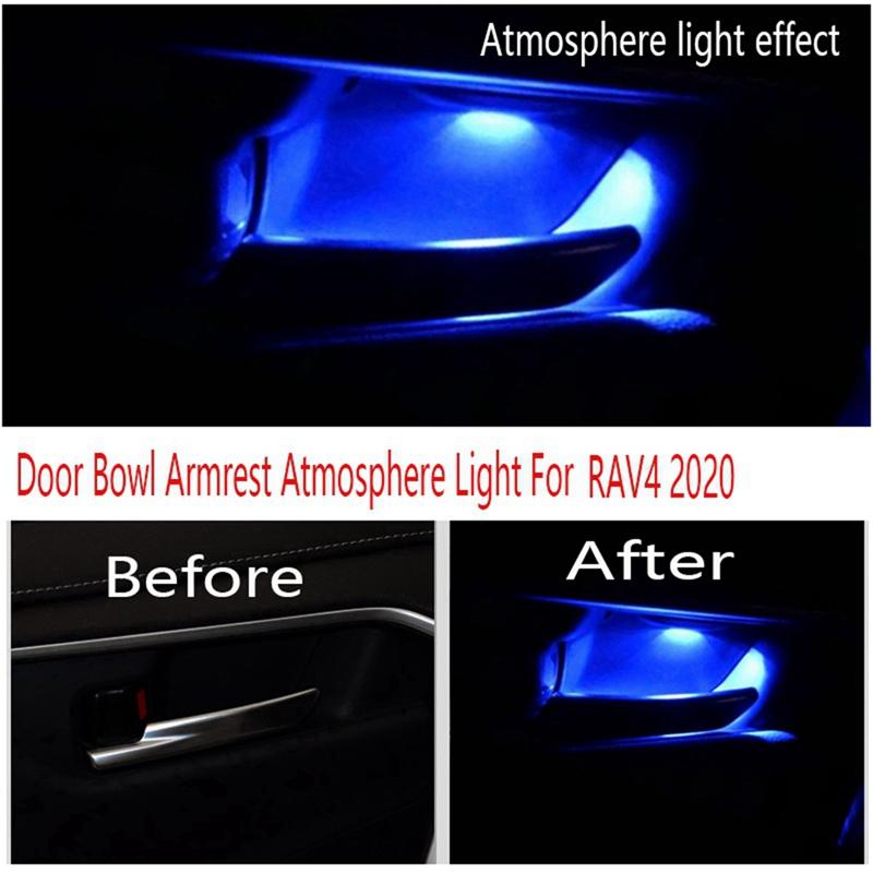LED Blue Inner Door Bowl Ambient Light Frame For Toyota RAV4 2019-2024, Handle Armrest Atmosphere Lighting