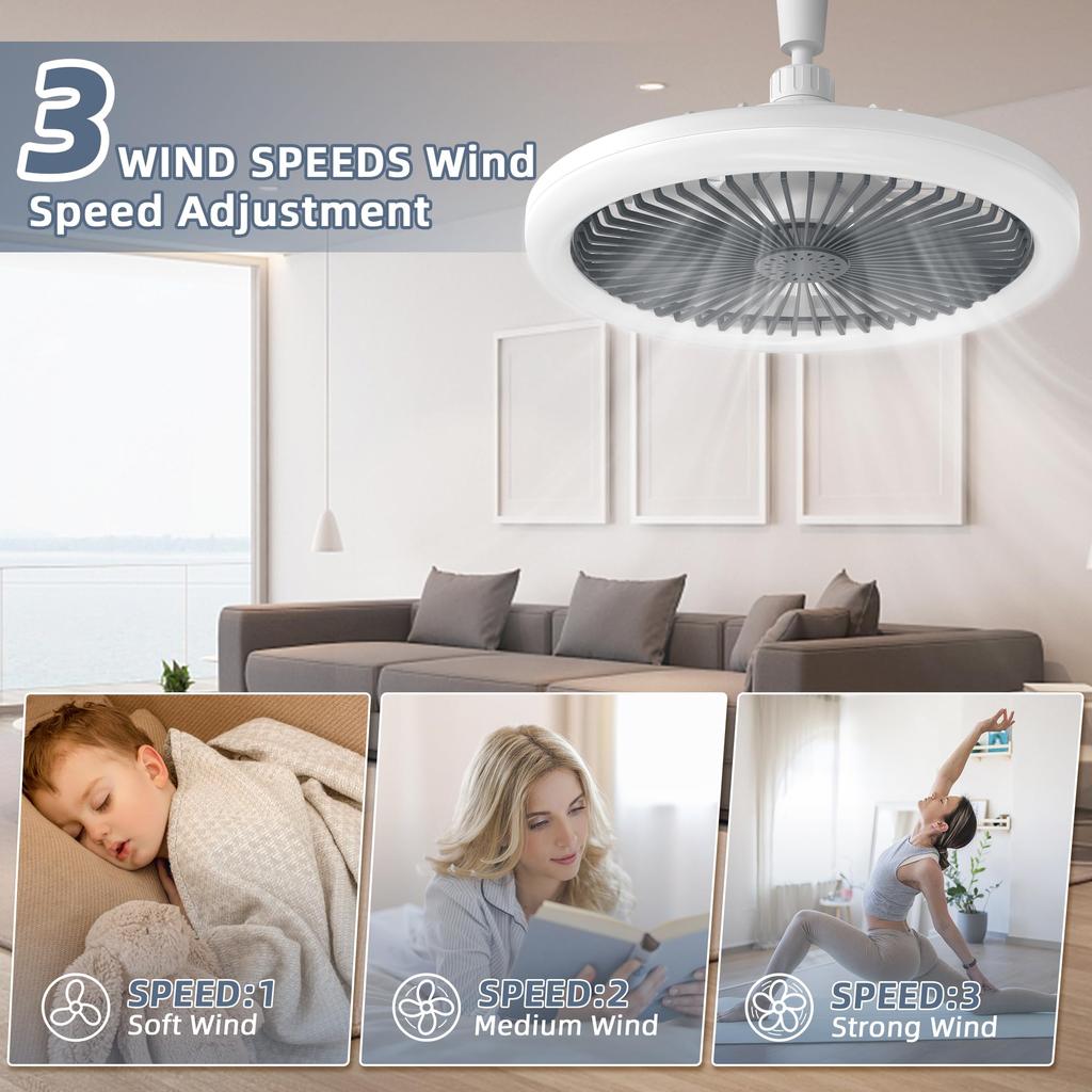 IRALAN Modern  ceiling fan with light LED Fan Light E27 Screw Fan Light Remote Control  Light Fan Ceiling Room decoration