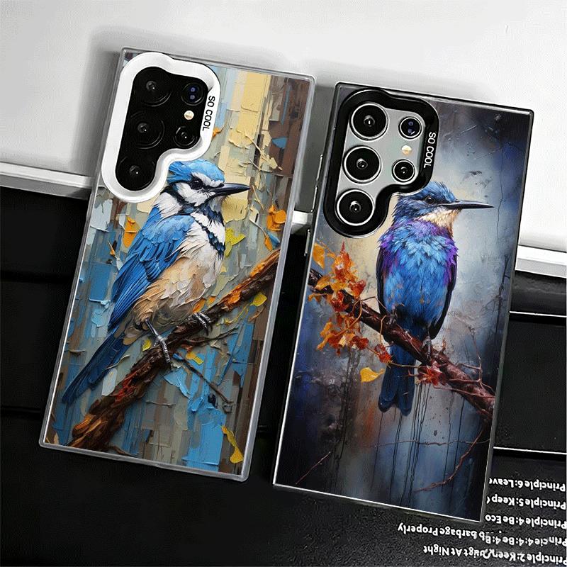 Bird Oil Painting Style Shockproof Phone Case for Samsung Galaxy S26 Edge S25 Ultra S24 FE S23 Plus S21 Cover Anti Fall Fundas