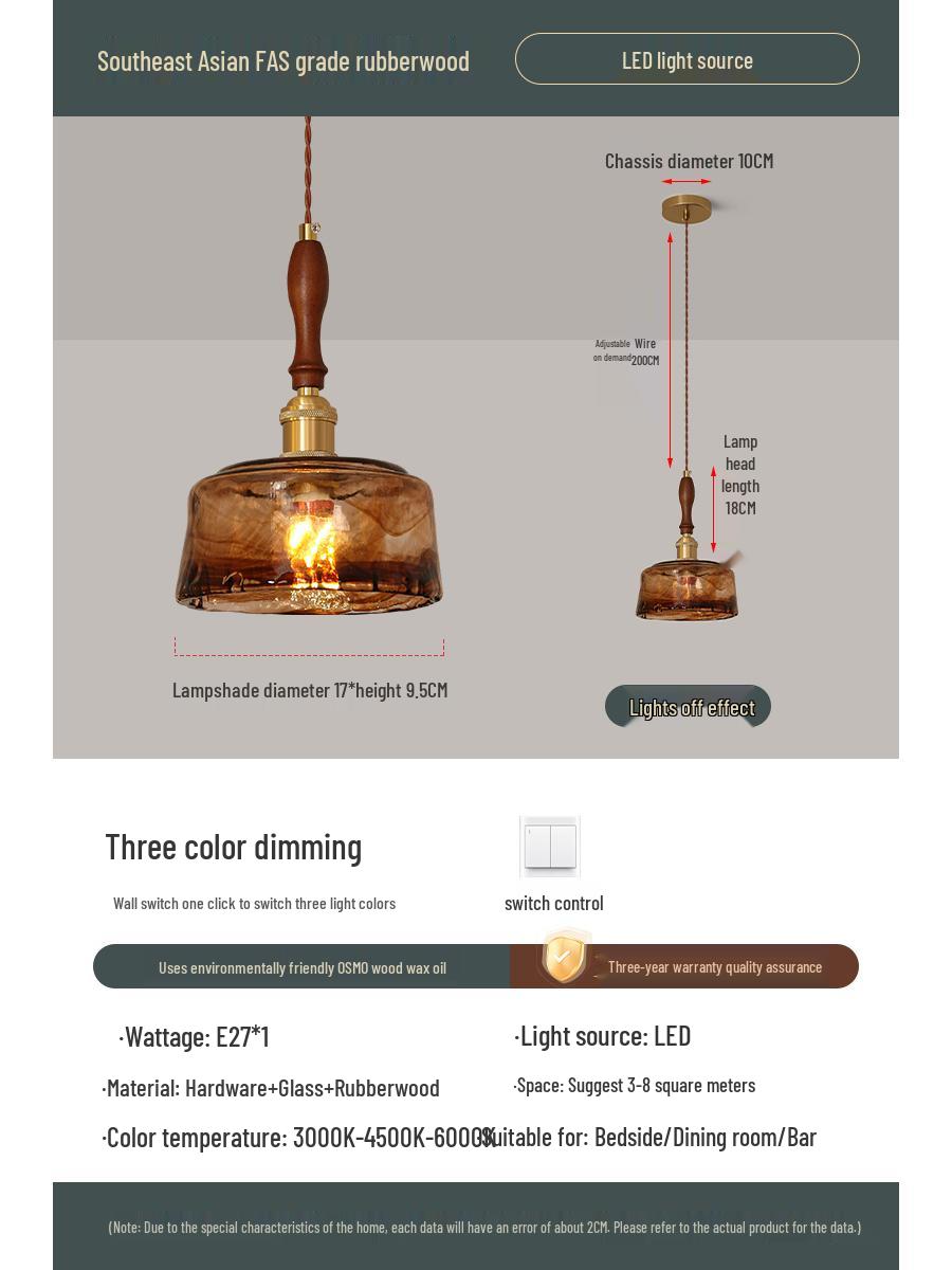 

Французький приліжковий підвісний світильник з масиву дерева середини століття