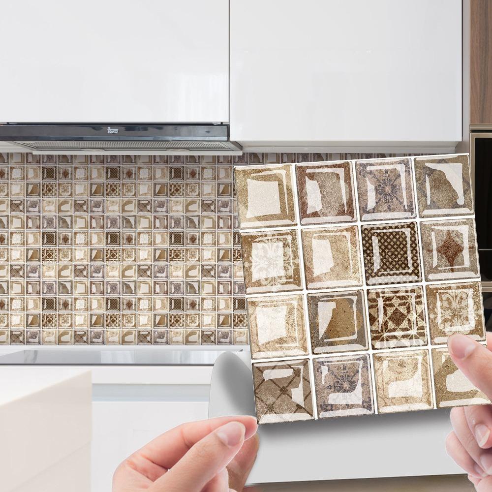 10pcs 3D Self Adhesive Wallpaper Waterproof Wall Decals Retro Crystal Tile Wall Sticker  Bathroom