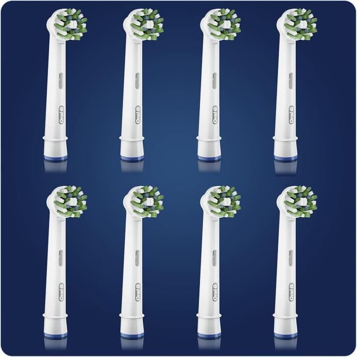 Brossettes de rechange - oral-b - crossaction - pack de 8 - inclinaison 16° - technologie cleanmaximiser