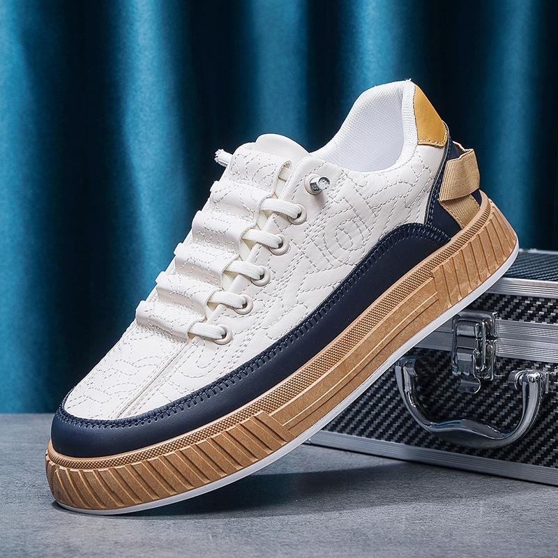 

Мужские кроссовки на платформе Forrest Gump модные повседневные спортивные туфли со шнуровкой кожаные модные туфли с одной педалью белые туфли мужские 39 бежевый