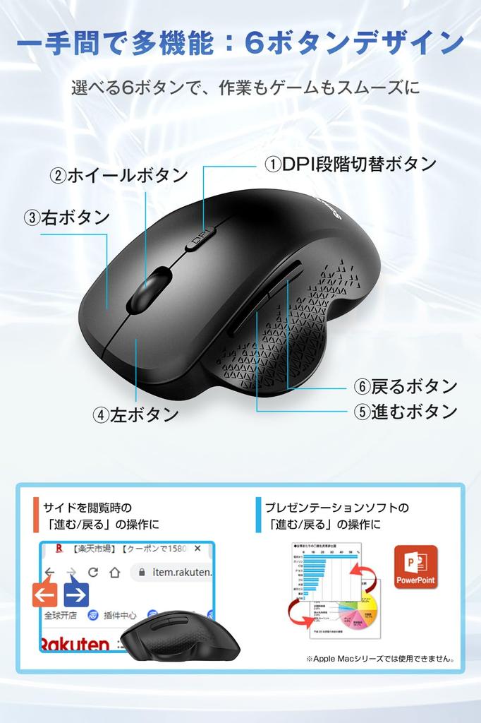 Wireless Bluetooth Mouse and Forward Comfortable Wireless Mouse Back and Forward DPI Switching 5 USB Compatible with and Macs [Back Buttons, 5-Button