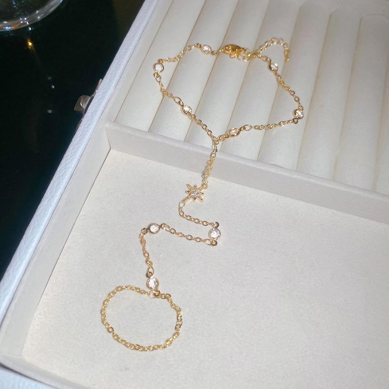 Zircon Mangxing integrated bracelet ring, cold wind bracelet, light luxury and high-end jewelry for women