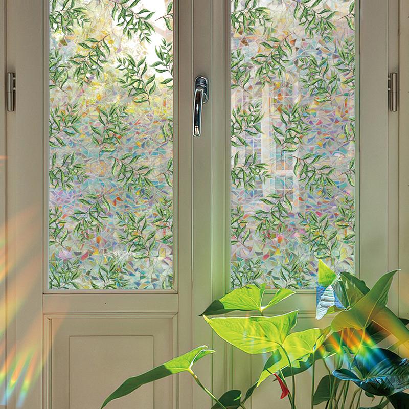 Colorful Rainbow Bird Pattern Prismatic Window Film Reusable No-Adhesive Static Cling Rainbow Sun Catcher Decal For Home Decor