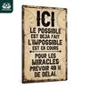 Putuo Decor 1pc French Vintage Metal Tin Sign, ICI LE POSSIBLE, Wall Art Decor for Home Office Studio, Gift
