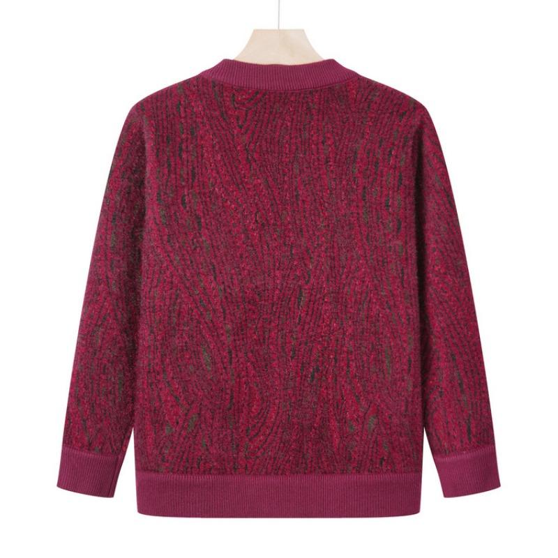 Grandma autumn new plush jacket medium and old women's thickened cardigan sweater year old 0 mother knitted sweater