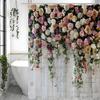 Spring Flower Wall Rose White Brick Wall Shower Curtain, Bathroom Decorative Shower Curtain, Waterproof Shower Curtain with Hook