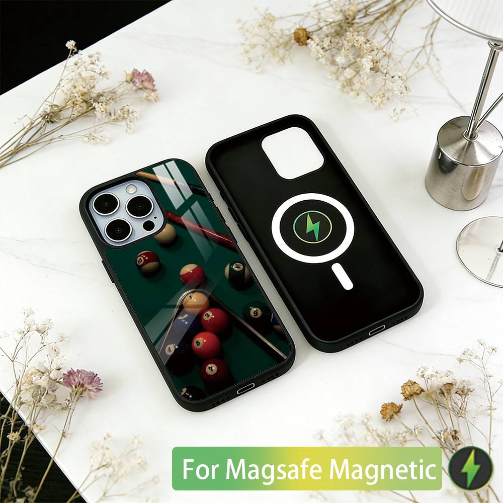 billiards Phone Case For iPhone17,16,15,14,13,12,11 Plus,Pro Magnetic For Magsafe Wireless Charging
