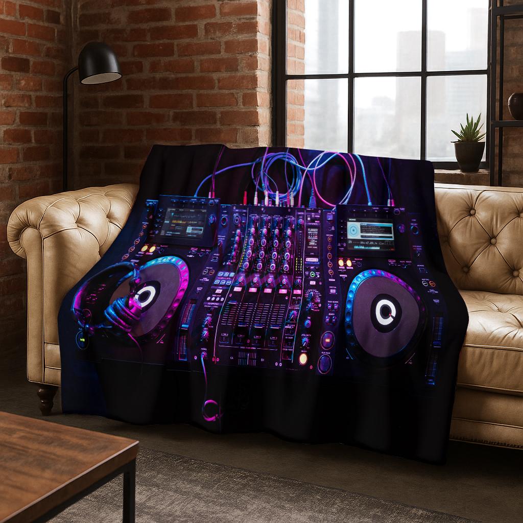 DJ Screen Record Flannel Blanket,Warm and Cozy Soft Throw Blanket for Home Bedroom Bed Sofa Office Travel Picnic Cover Kid Gift