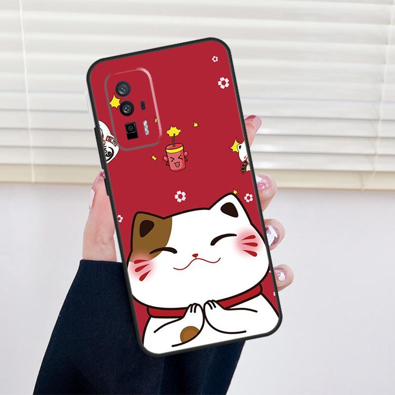 cute lucky cat Cover For Xiaomi 14T Pro 11T 12T 13T 13 14 15 Ultra POCO X6 X7 Pro X3 X5 F5 F6 M6 Pro Case