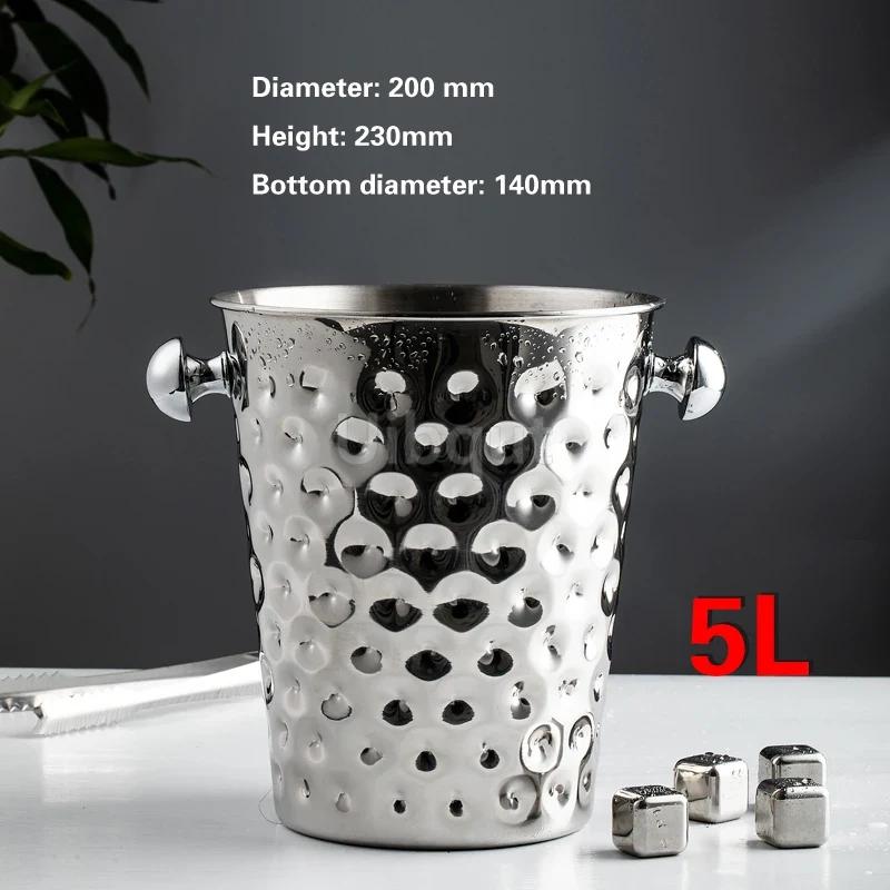 Fashionable and creative ice bucket Stainless steel golden hammer pattern ice bucket red wine champagne ice wine barrel