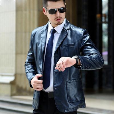 Męska kurtka w dużym rozmiarze 6XL Kurtka z imitacji skóry Jesień i zima Sukienka Biuro biznesowe Czarny niebieski płaszcz
