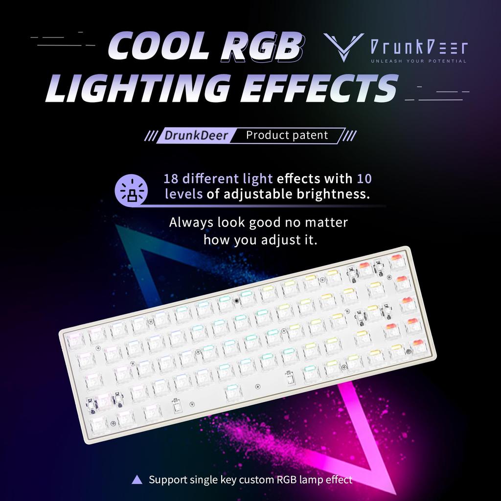 DrunkDeer G65 eSports Gaming Rapid Trigger-Tastatur, Hall-Effekt-Schalter, Magnetschalter, Last Win Release, Dual-Trigger-Modi, einstellbar, Grau