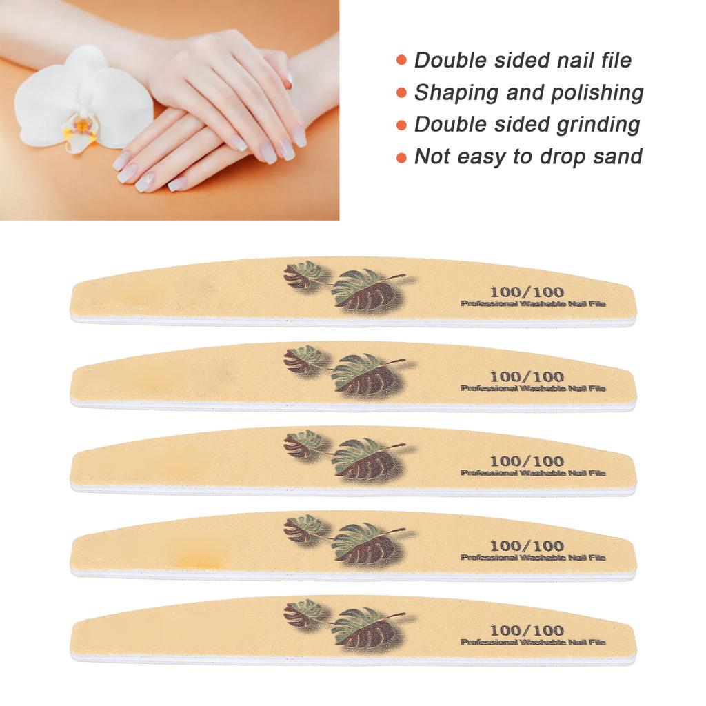 10pcs Nail File Professional Washable Reusable Double Sided Nail Buffer File Manicure Tool (Yellow)