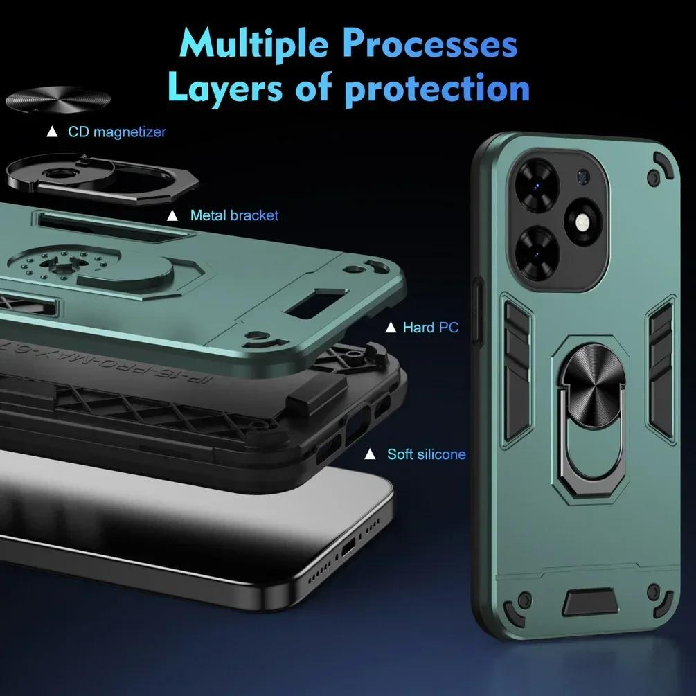 

Multifunctional Shockproof Armor Case for Tecno Spark Go 2024 23 Spark 20C 20 Pro Plus 10 9T 8 7 POVA 6 5 NEO 3 Magnetic Cover For POVA 6 синій