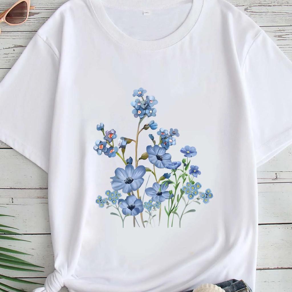 Unisexs Printed Round Neck Short Sleeve Tshirt 17xl Comfortable Casual Top In European Style