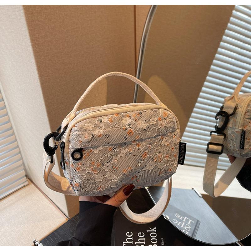 Spring new broken flower canvas bag fashionable versatile small square bag high-end trend shoulder messenger bag