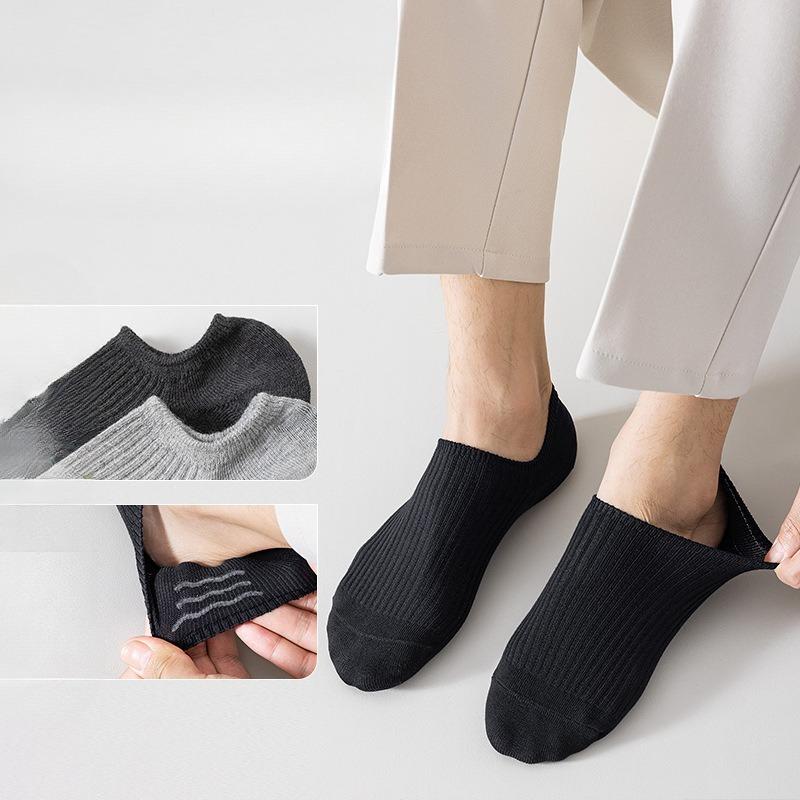 5 Pairs of Men's Summer Pure Cotton Deodorant Sweat Absorption Non Slip Breathable Invisible Socks