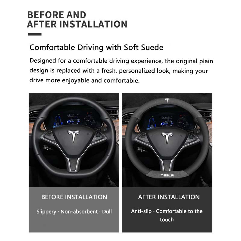 For Tesla Model 3 Highland Model Y Juniper S Anti-slip Breathable Leather Car Steering Wheel Cover Auto Accessories Summer 2026